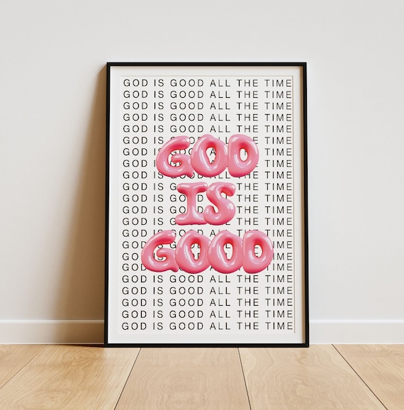 God Is Good Pink Balloon Letters Modern Christian Faith Poster