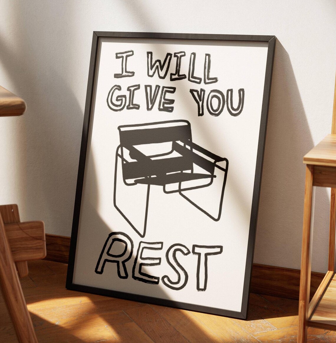 I Will Give You Rest Retro Christian Bible Verse Print