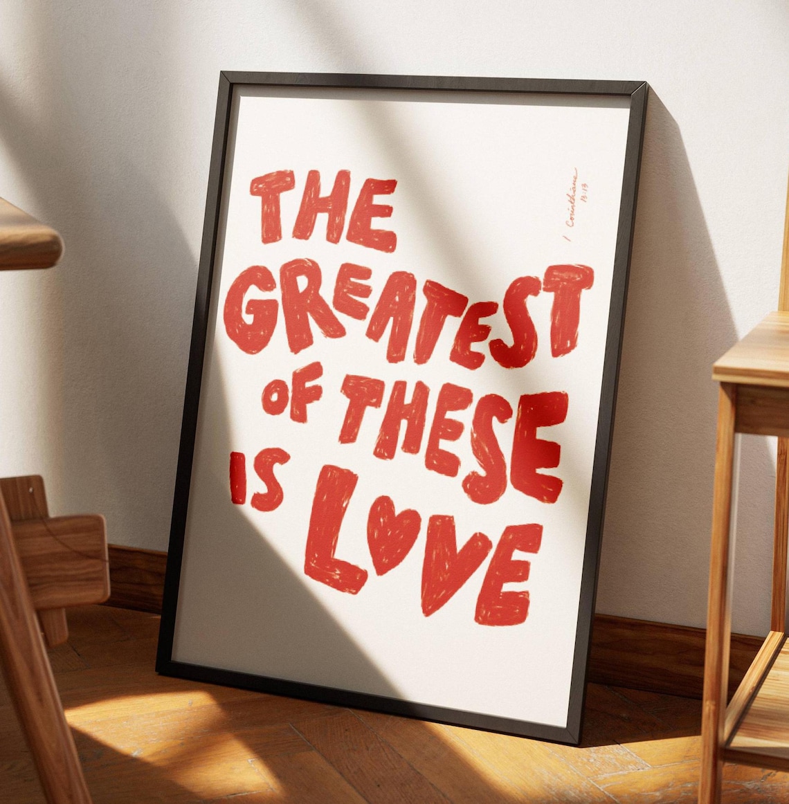 The Greatest Of These Is Love Red Hand Painted Lettering Poster
