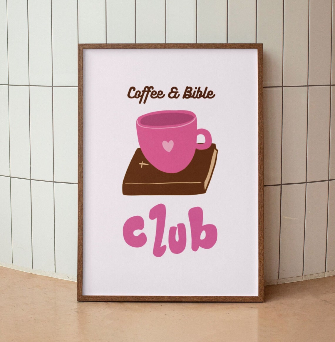 Coffee And Bible Club Pink Mug Retro Coquette Christian Poster - Image 2