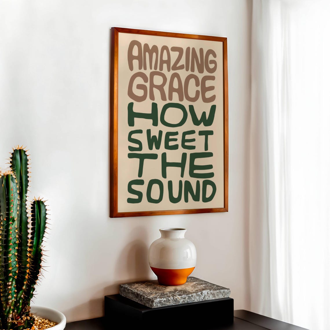 Amazing Grace How Sweet the Sound Typography Christian Poster - Image 2