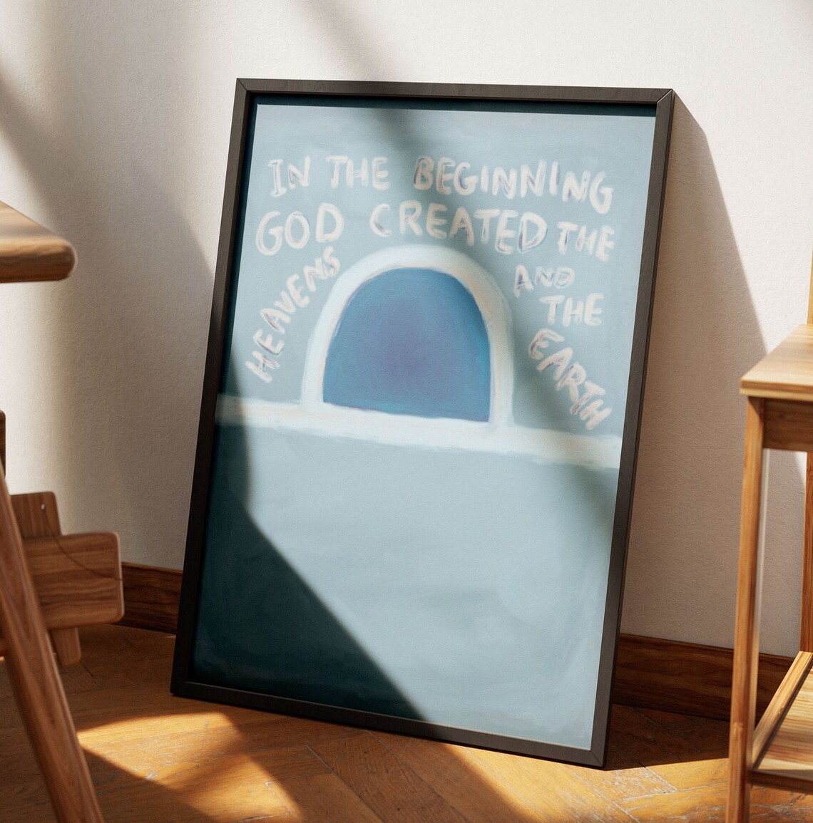 Genesis 1:1 Christian Scripture Art Print, Modern Aesthetic - Image 3