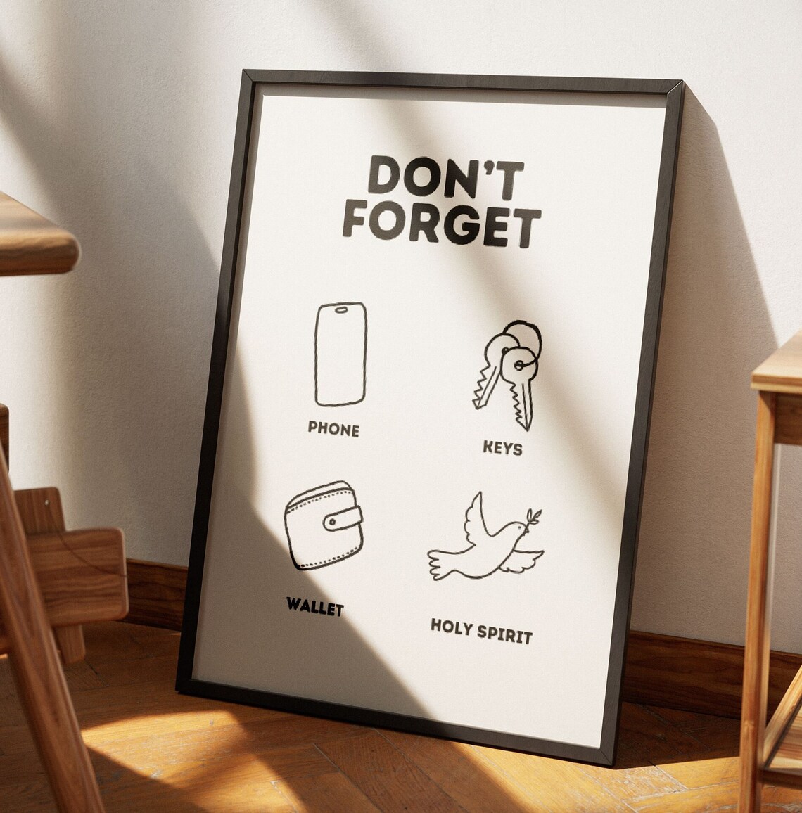 Don't Forget Phone Keys Wallet Holy Spirit Checklist Funny Faith Poster - Image 3