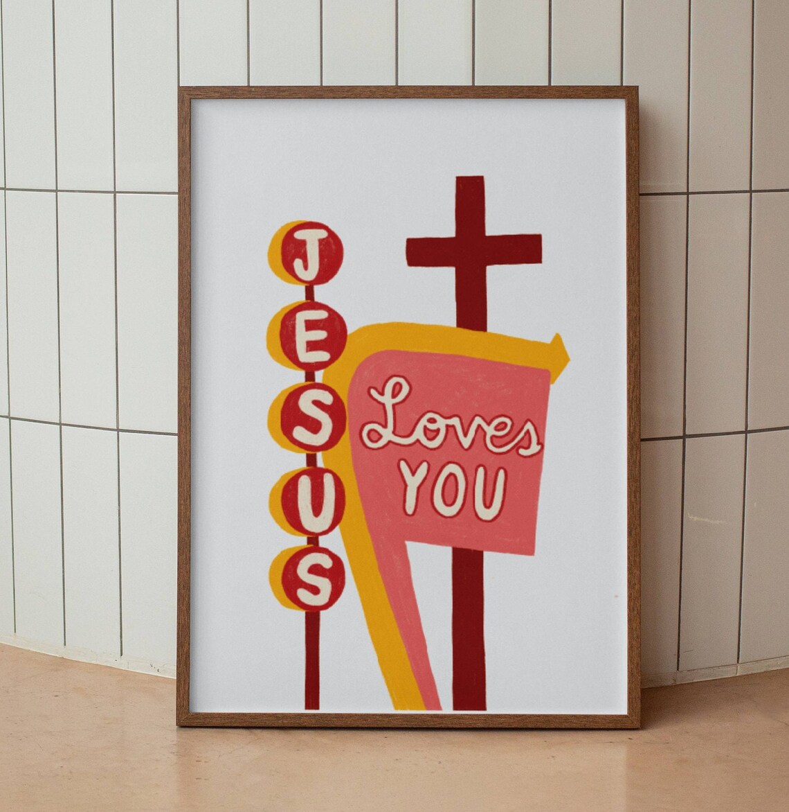 Jesus Loves You Retro Christian Humor Wall Art Print - Image 3