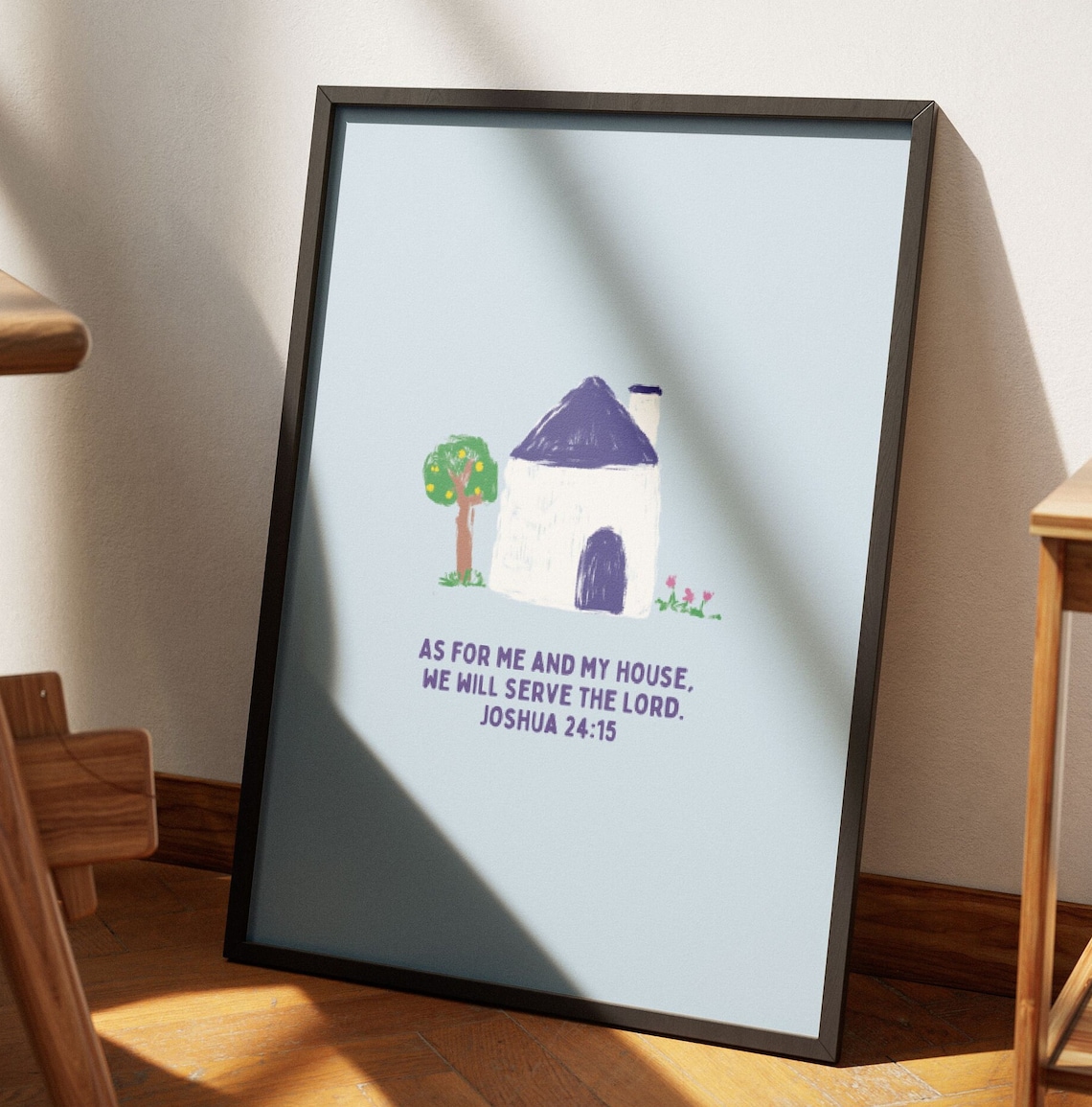 Joshua 24:15 Bible Verse Art Print, Modern Christian