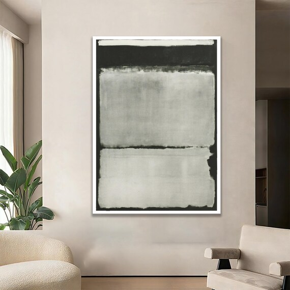 Monochrome Abstract Wall Art Black Canvas With White And Grey Tones Modern Minimalist Decor