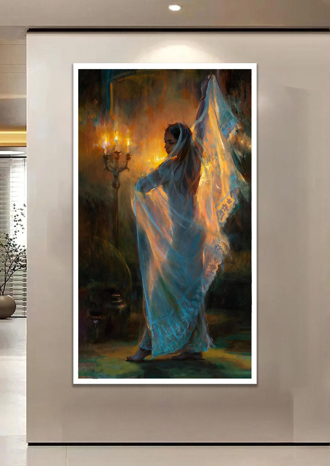 Veiled Dancer by Candlelight Romantic Oil Painting Art Poster