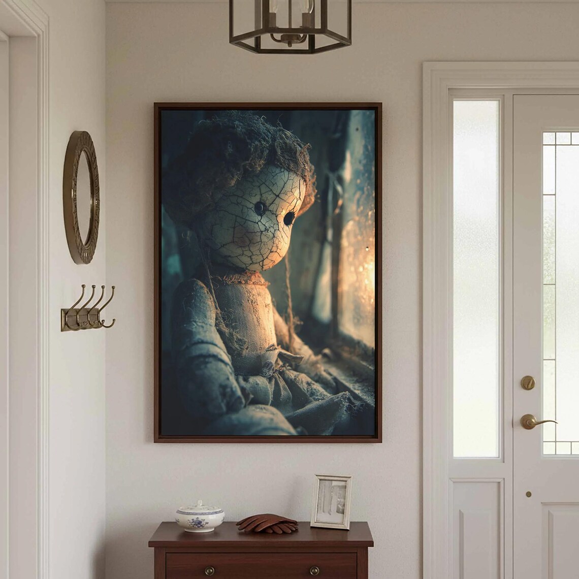 Vintage Cracked Porcelain Doll Gothic Dark Portrait Art Poster