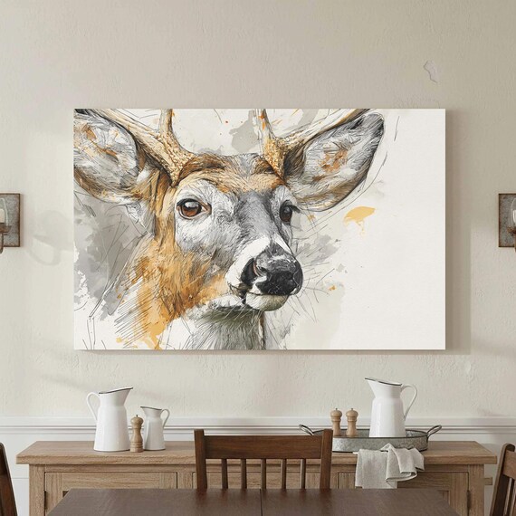 Whitetail Buck Wall Art Watercolor Deer Canvas Print