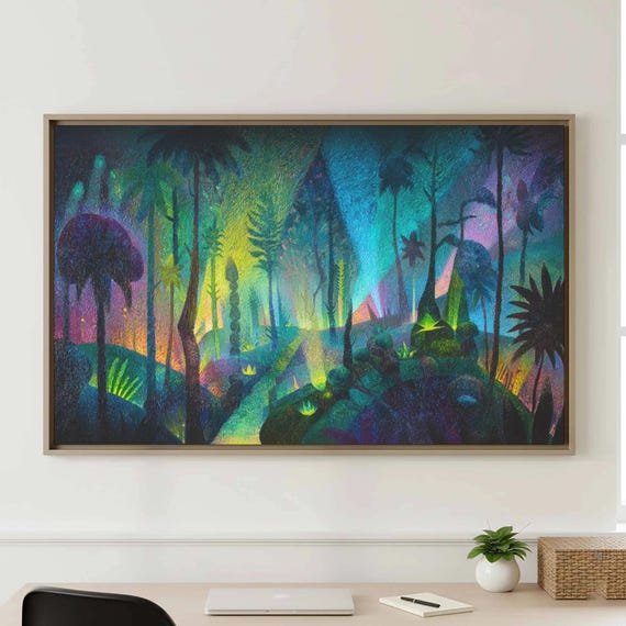 Dark Jungle Canvas Print Expressionist Night Art