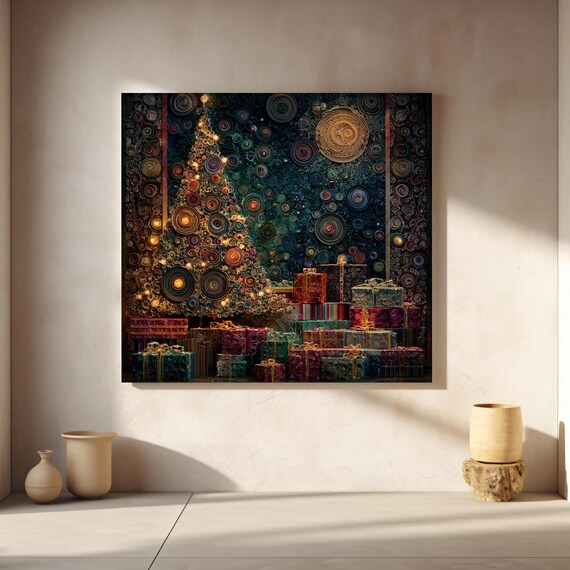 Swirl Christmas Tree Paper Quilling Style Moonlit Gifts Poster