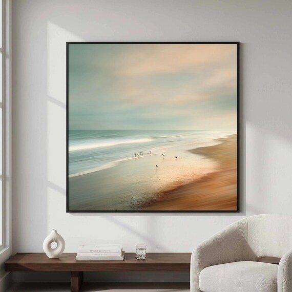 Abstract Coastal Canvas Wall Art Modern Beach Ocean Print