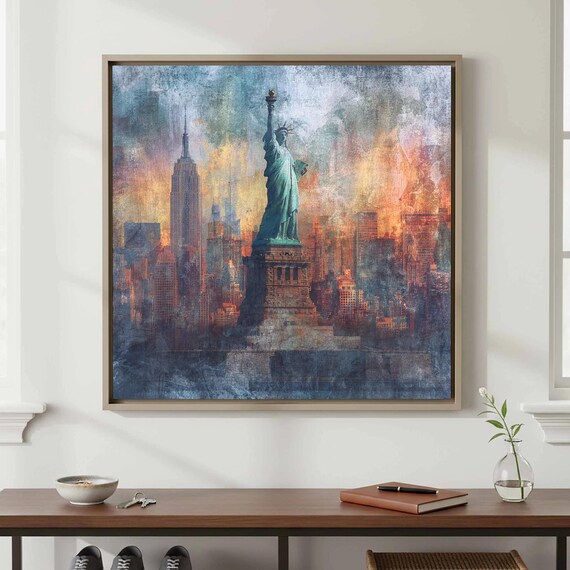 Statue Of Liberty Nyc Canvas Print Abstract Urban Wall Art