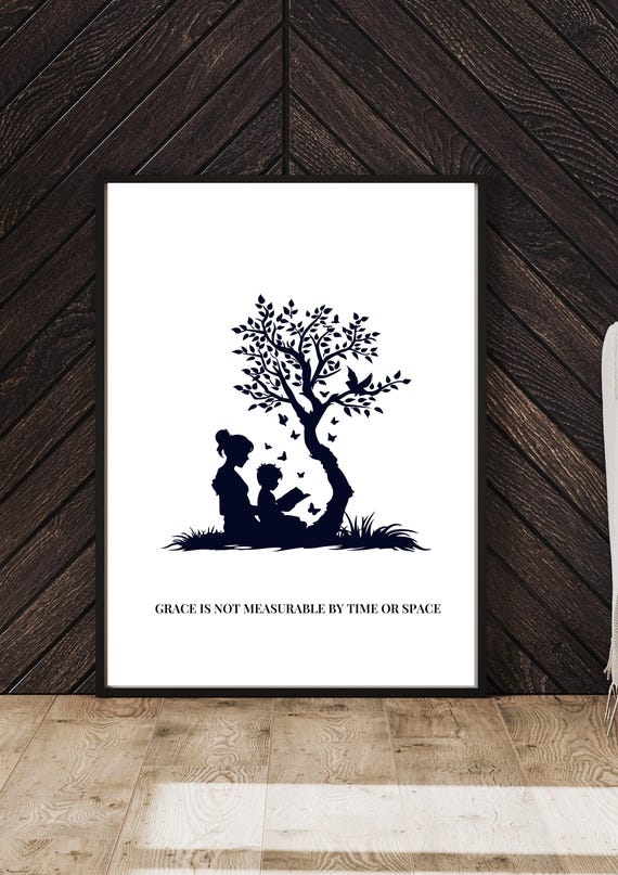 Graceful Silhouette Wall Art Inspirational Tree And Family Poster Minimalist Black And White Print Heartfelt Home Decor
