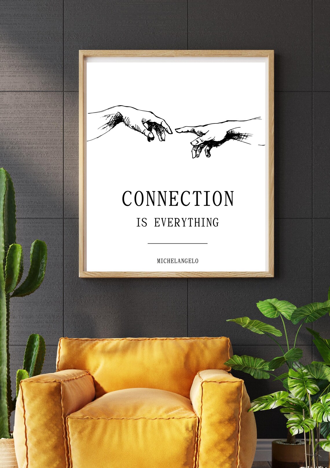 Connection Is Everything Michelangelo Reaching Hands Quote Poster - Image 4