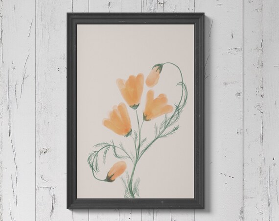 Poppy Watercolor Print Floral Botanical Wall Art Home Decor