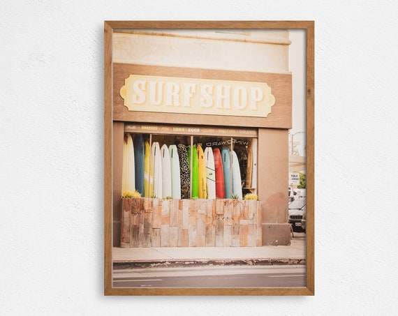 Surf Shop By The Sea Surf Print Beach Wall Decor Beach Print Hawaii Print Vintage Surfboard Surfing Surfboards