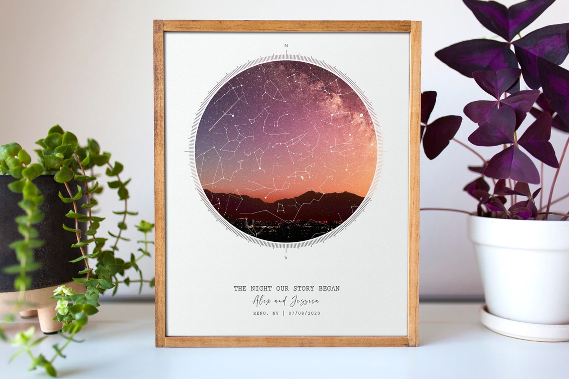 Personalized Night Sky Star Map, Wedding Gift Art Print