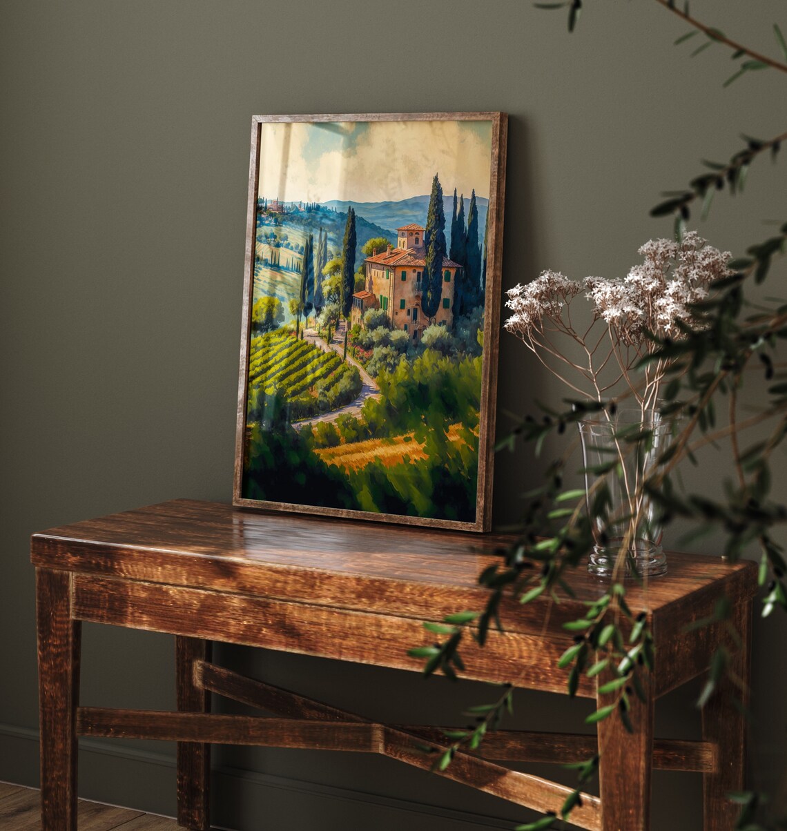 Tuscany Farmhouse Green Vineyards Cypress Lane Italian Art Print - Image 4
