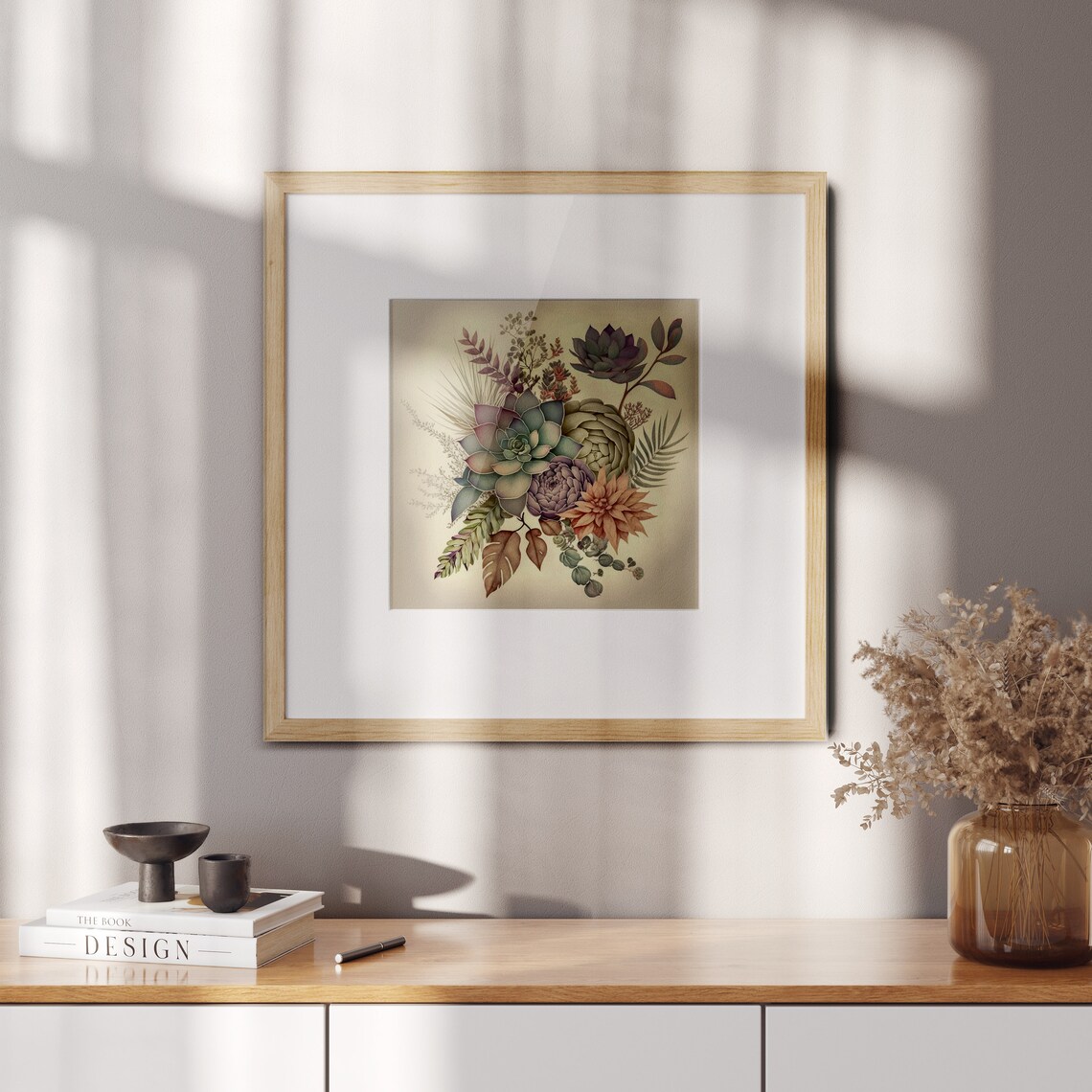 Autumn Toned Succulents Bouquet Warm Brown Botanical Art Poster - Image 2