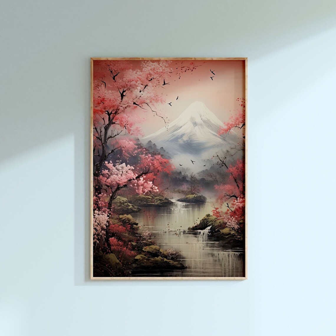 Mount Fuji Cherry Blossom Sakura Japanese Landscape Art Print - Image 2