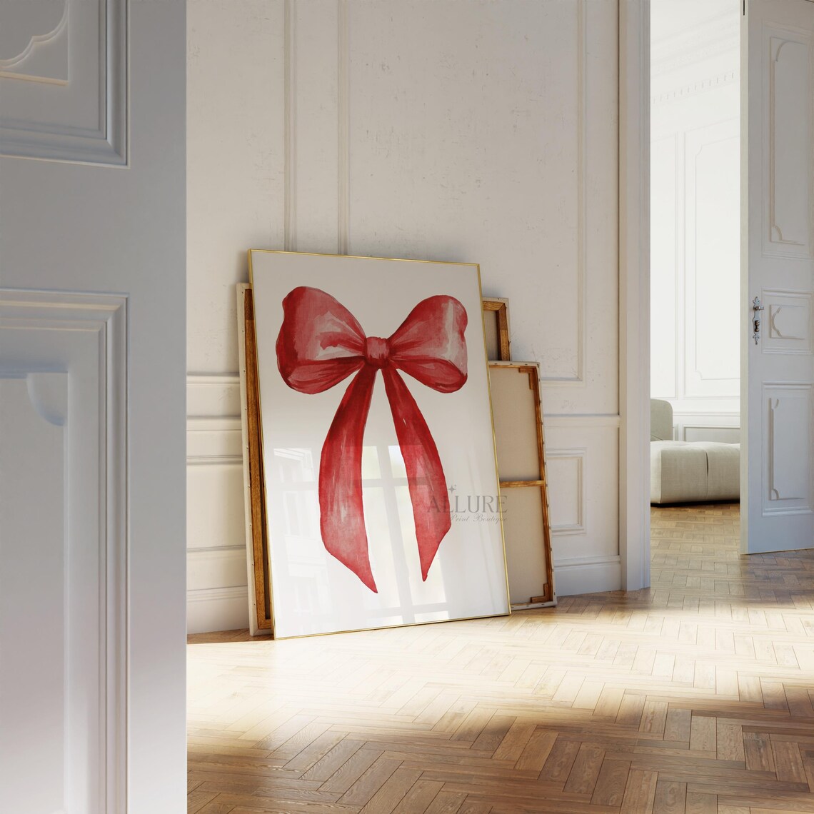 Vintage Christmas Bow Poster, Preppy Holiday Decor - Image 3