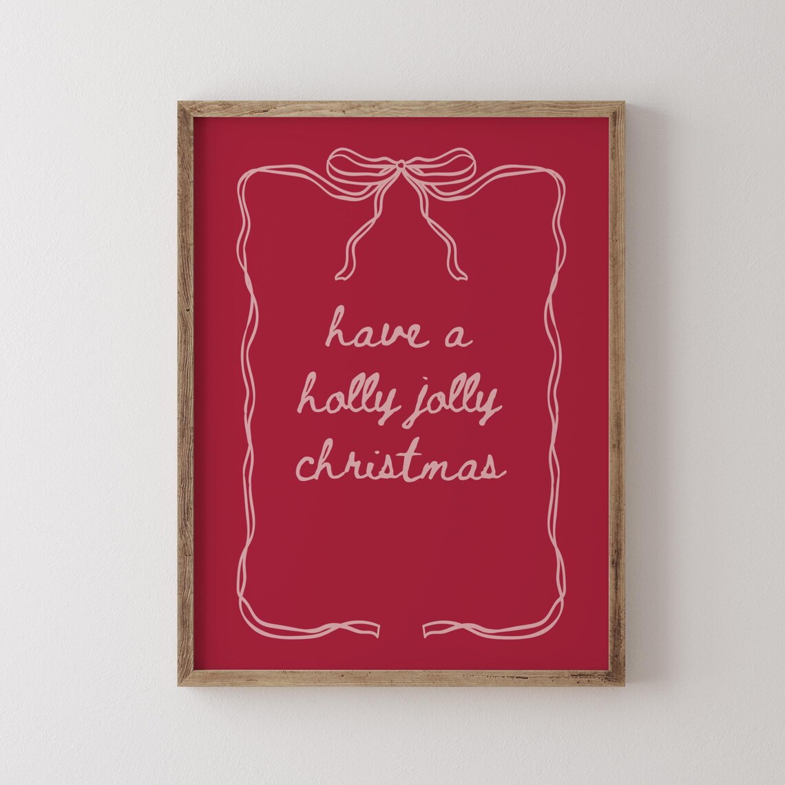 Have a Holly Jolly Christmas Red Coquette Bow Typography Poster - Image 2
