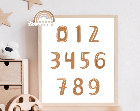 Numbers Nursery Print Kids Wall Art Baby Room Poster Gender Neutral Print Baby Gift Wall Art Alphabet Print Numbers Poster