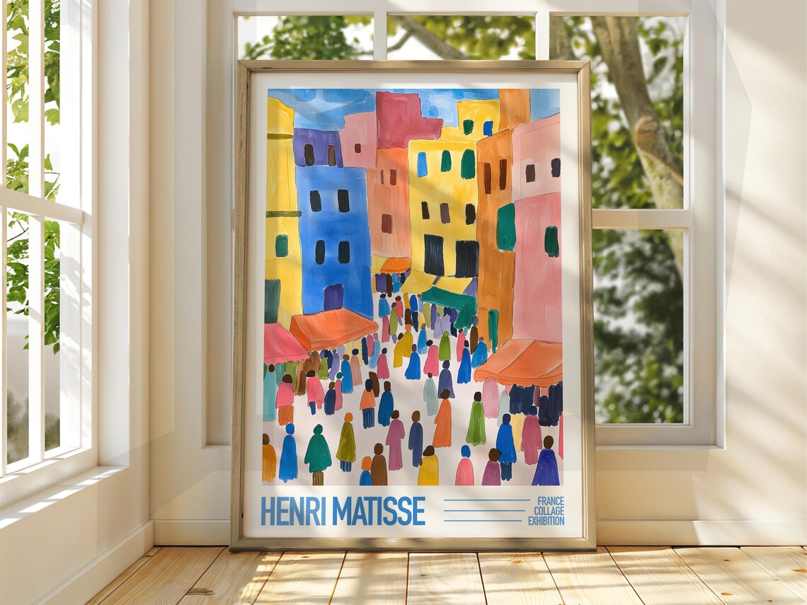 Henri Matisse Colorful Street Market Crowd France Exhibition Poster