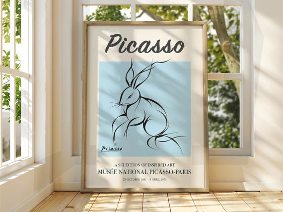 Pablo Picasso Art Exhibition Print Line Classic Poster Gallery Home Decor Rabbit