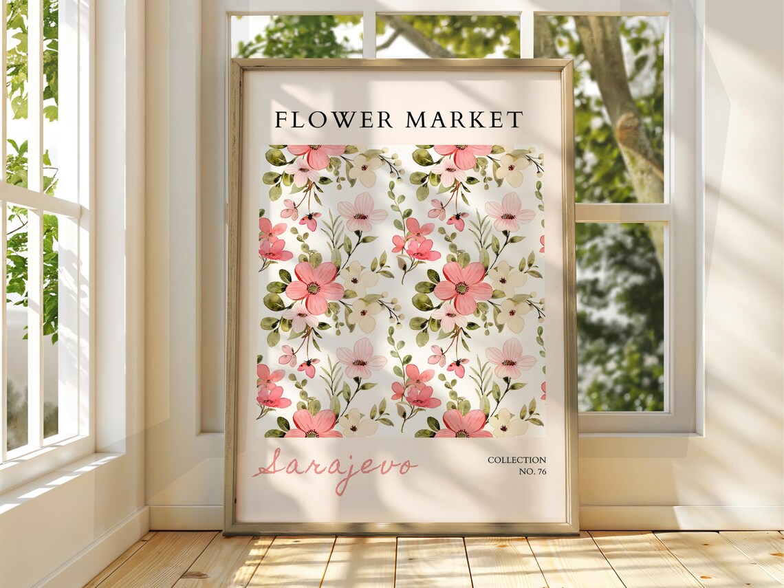 Flower Market Sarajevo Pink Floral Watercolor Collection 76 Poster