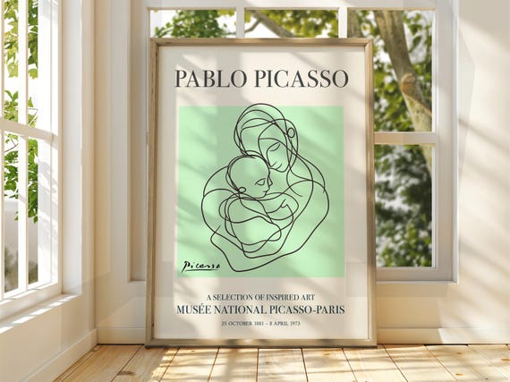 Pablo Picasso Art Exhibition Print Line Classic Poster Gallery Home Decor
