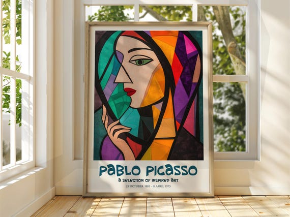 Pablo Picasso Art Exhibition Print Cubism Surrealism Poster Abstract Gallery Home Decor Face