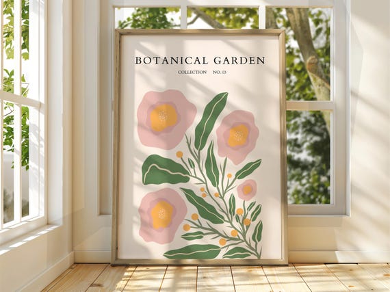 Botanical Garden Poster Exhibition Gallery Print Flower Market Wall Art Floral Pastel Flowers Botanic