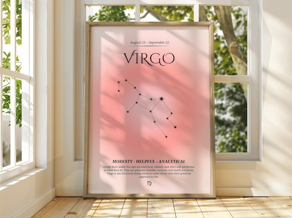 Virgo Poster Star Sign Wall Art Astrology Spiritual Zodiac Gift For