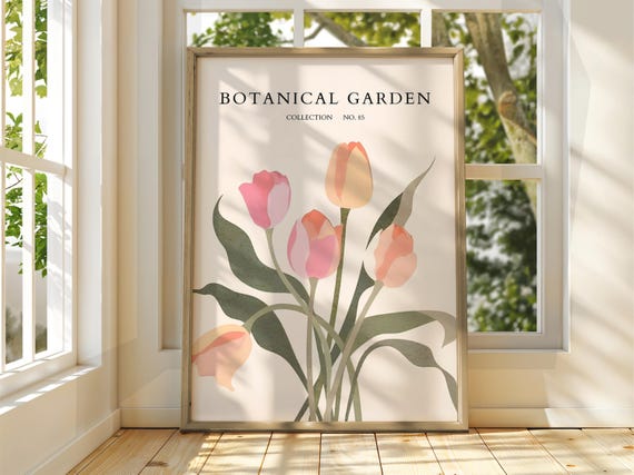 Botanical Garden Poster Exhibition Gallery Print Flower Market Wall Art Floral Pastel Flowers Botanic