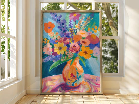 Henri Matisse Style Flower Vase Exhibition Print Gallery Classic Art Floral Wall
