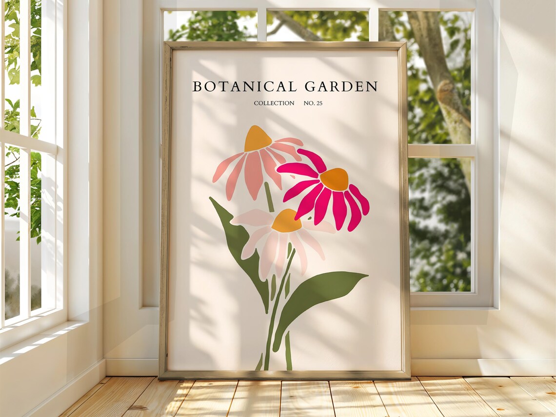Botanical Garden Collection No 25 Pink Daisy Modern Floral Wall Art