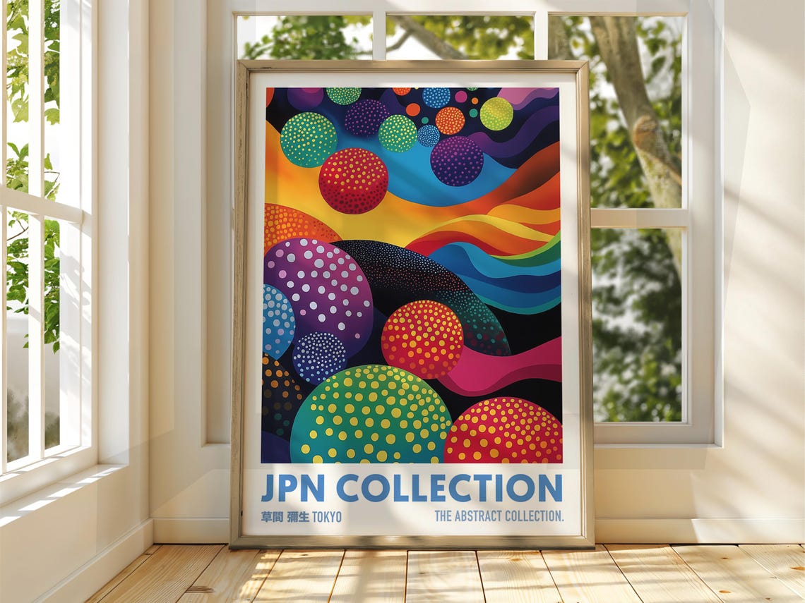 Yayoi Kusama Inspired Abstract Dotted Orbs Tokyo Collection Poster