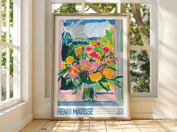 Henri Matisse Flower Vase Exhibition Poster Bright Bouquet Collage Art