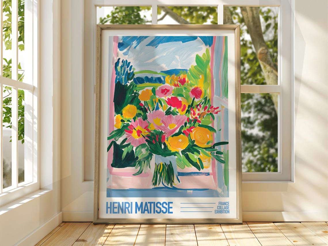 Henri Matisse Flower Vase Exhibition Poster Bright Bouquet Collage Art