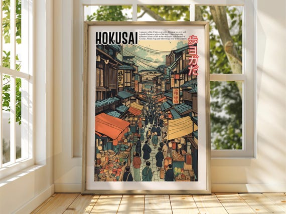 Vintage Japanese Art Ukiyoe Poster Katsushika Hokusai Print Japan Matsumoto Hoji