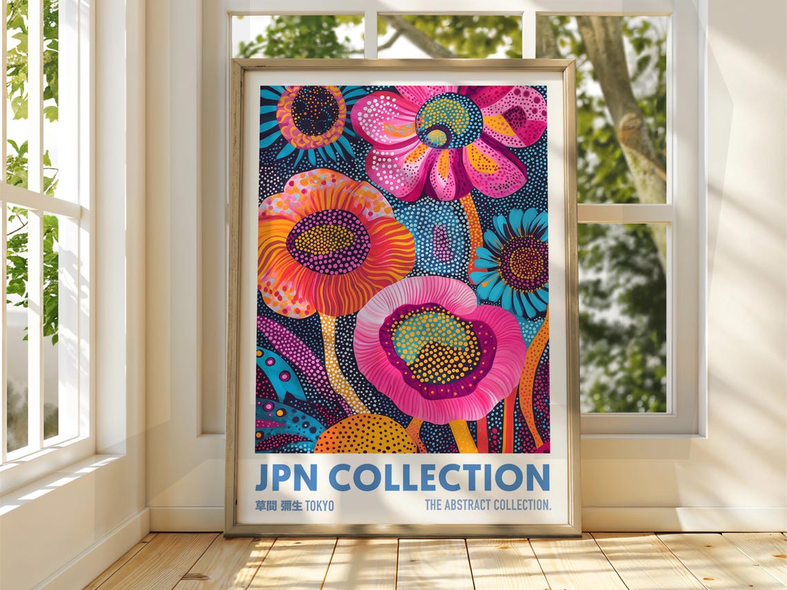 Yayoi Kusama Style Japanese Floral Polka Dot Tokyo Collection Poster