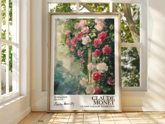 Claude Monet Watercolor Art Print, Vintage French Decor