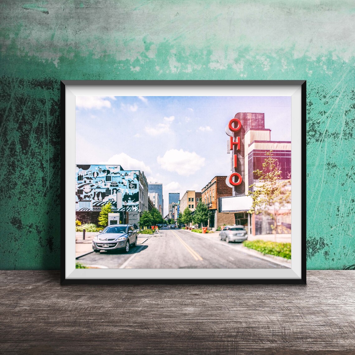 Ohio Theatre Vertical Neon Sign Louisville Street Scene Photo Poster