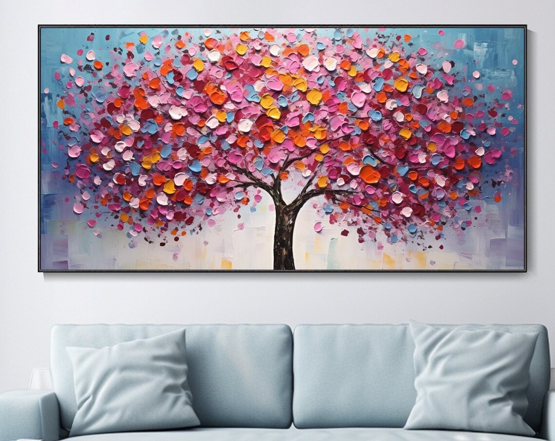 Colorful Tree Texture, Life Tree Abstract Landscape Art Print