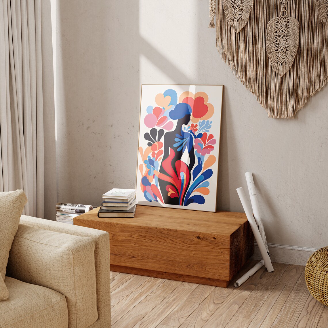 Colorful Female Silhouette Floral Abstract Modern Woman Art Poster - Image 4