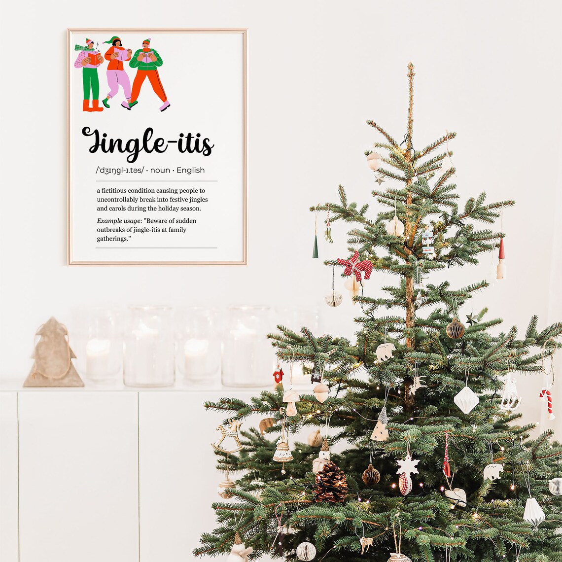 Jingle-itis Definition Funny Carolers Christmas Humor Art Poster - Image 4