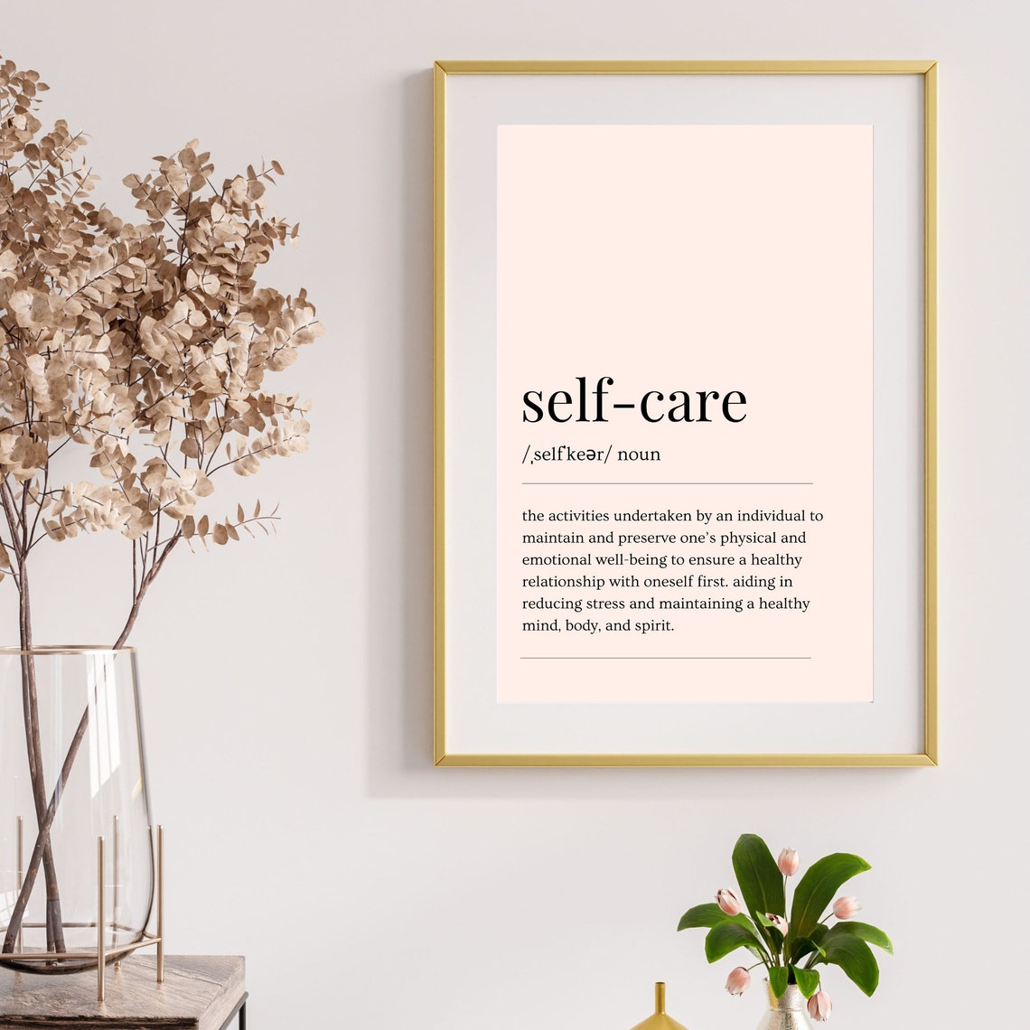 Self Care Definition Blush Minimalist Wellness Decor Wall Poster - Image 8