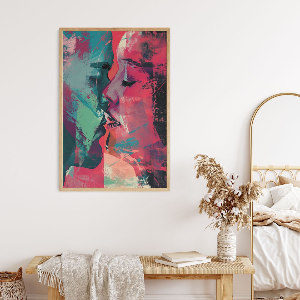 Kissing Couple Abstract Graffiti Pop Art Portrait Wall Print - Image 2